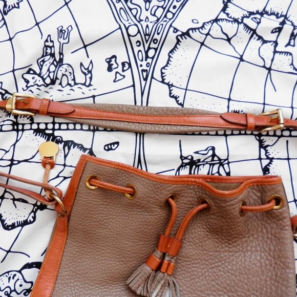 Vintage Dooney & Bourke Pebble Leather Drawstring Bucket Bag - Picture 6 of 13